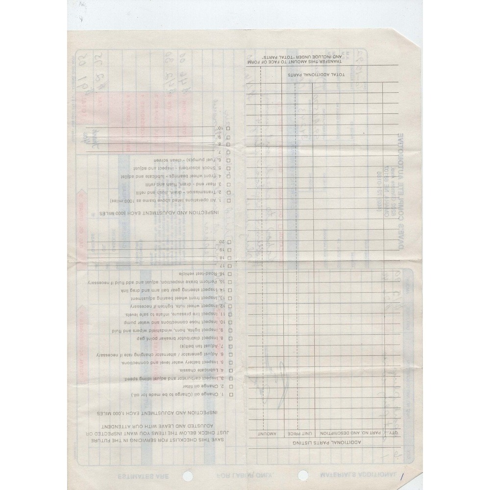 Vintage 1992 Daves Complete Automotive Omaha Nebraska Repair Invoice Ephemera